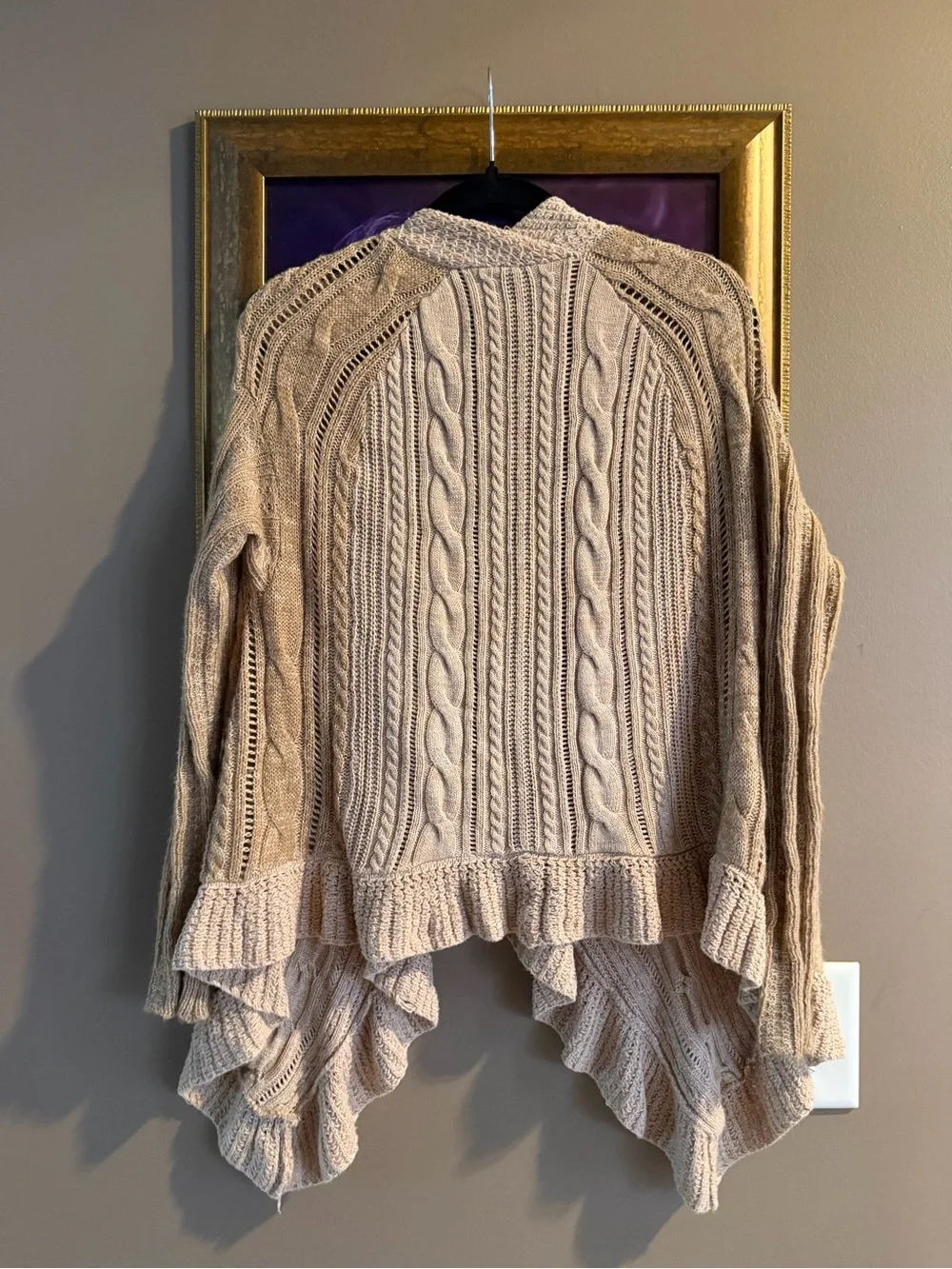 Free People Cable Knit Cocoon Cardigan Sweater Oatmeal NWOT Small